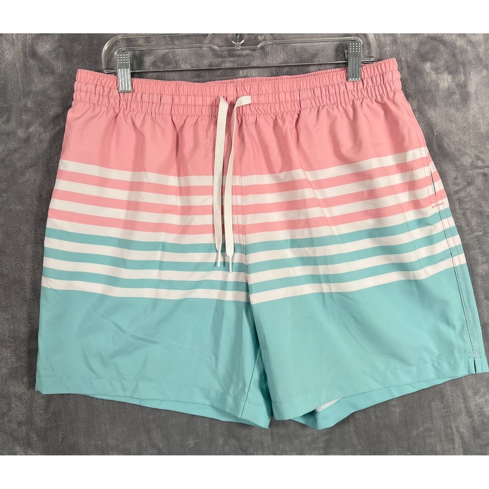 Chubbies On The Horizons Swim Shorts Trunks Men XL 5.5'' Inseam Pink Blue Stripe